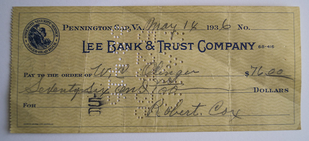1936 NIGGER HEAD ROCK (cancelled check) – Civil Rights Heritage Museum  Online